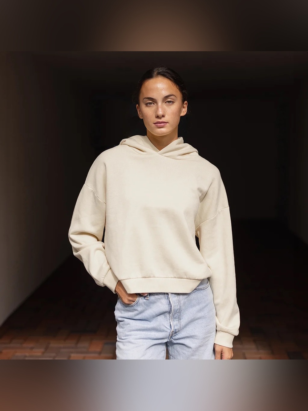 Zara off-White Hoodie Sweatshirt Casual Pullover, Size S